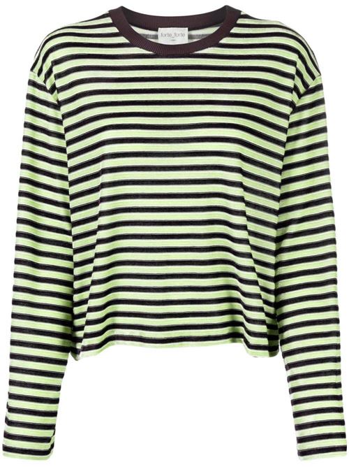 Crew-neck sweater in shine velvet chenille stripe Forte forte | 121271091